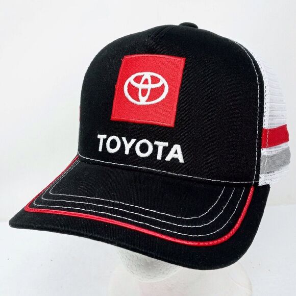 Toyota Racing TRD Embroidered Logo Striped Snapback Mesh Trucker Cap Hap - Picture 1 of 8